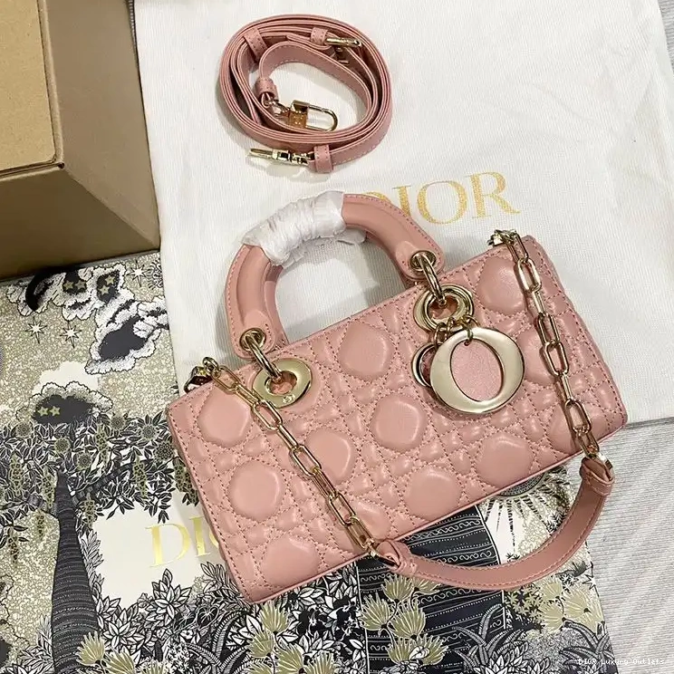 D-Joy Pink Cannage Lady Small Bag Lambskin 0421 Luxury